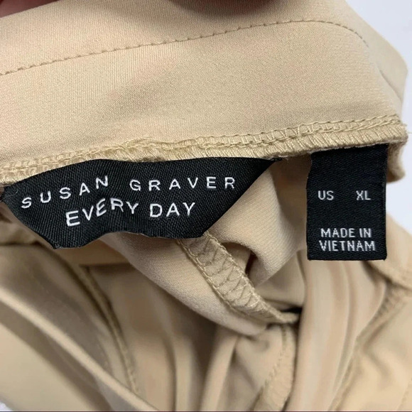 Susan Graver  Liquid Knit Tulip Hem Crop Pants XL Pull On Neutral Pockets Travel - Picture 13 of 13